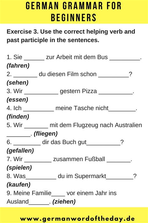 Past Tense In German Haben Or Sein Exercises Pdf German Language