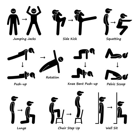 Body Workout Exercise Fitness Training Set 1 Stick Figure Pictogram