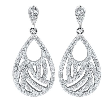 Elsa peretti®:diamonds by the yard® open heart earrings. Fancy Drop Earrings with Cubic Zirconia in Sterling Silver