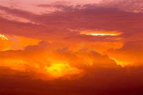 Twilight Sky Fiery Orange Sunset Stock Image Image Of Orange Dawn