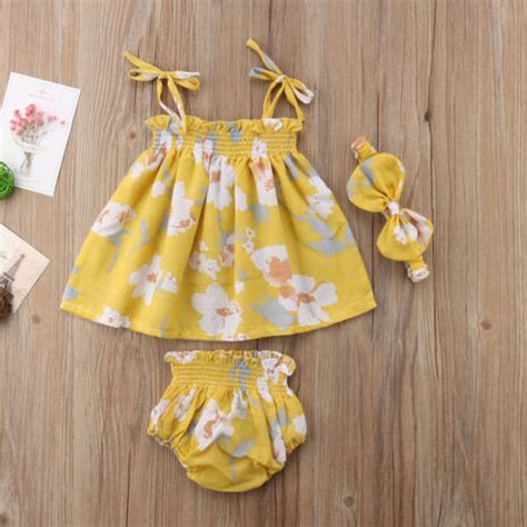 Newborn Infant Baby Girl Strap Tops Short Pants Headband Summer Outfits