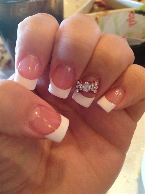 3d Nails French With Bow 💓 Nails 3d Nails French Nails