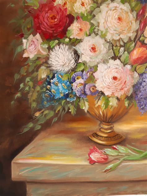 144 Painted Painting With Flowers Bouquet Oil On Canvas Art Etsy