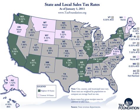 Monday Map State And Local Sales Tax Rates 2011 Tax Foundation