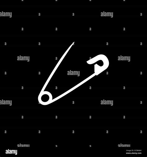 Safety Pin Icon On Black Background Black Flat Style Vector