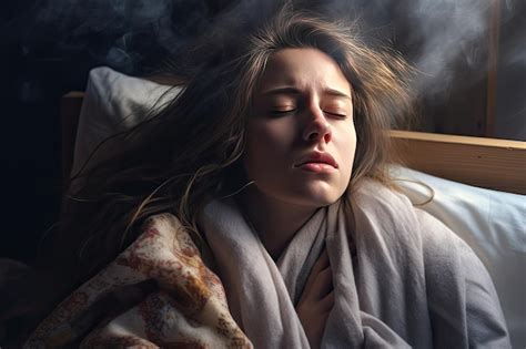 Premium Ai Image Caucasian Woman With Cold And Cough Lying In Bed At