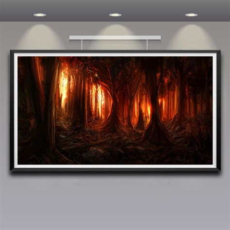 Artwork Nature Trees Forest Burning Fire Wood Art Silk Poster 11x20