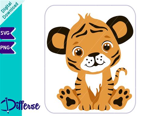 Cute Baby Tiger Svg Svg Cut File And Png Tiger Svg Baby Etsy