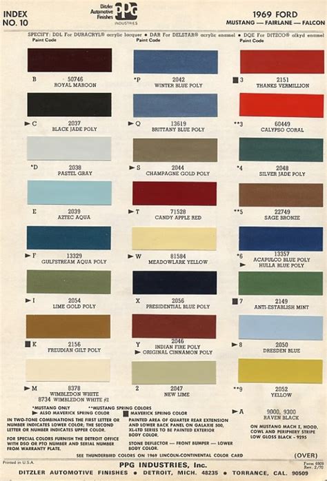 1969 Ford Mustang Paint Colors