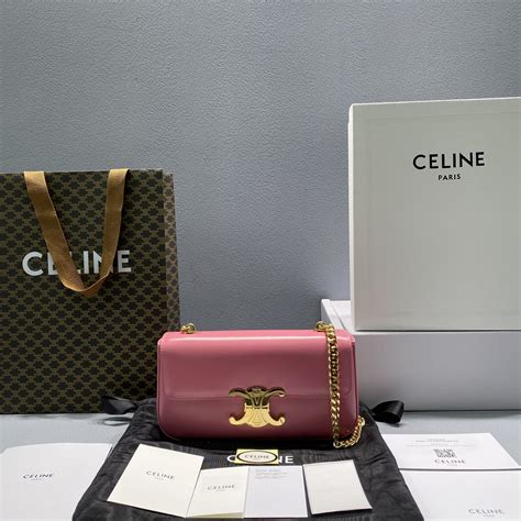 Celine Chain Shoulder Bag Triomphe Pink For Women 8in205cm