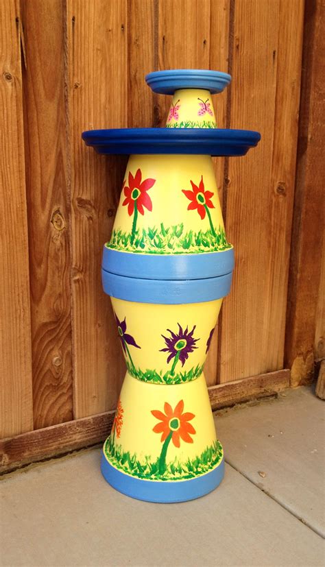 Flower Pot Bird Bathjust Finished This One Very Easy