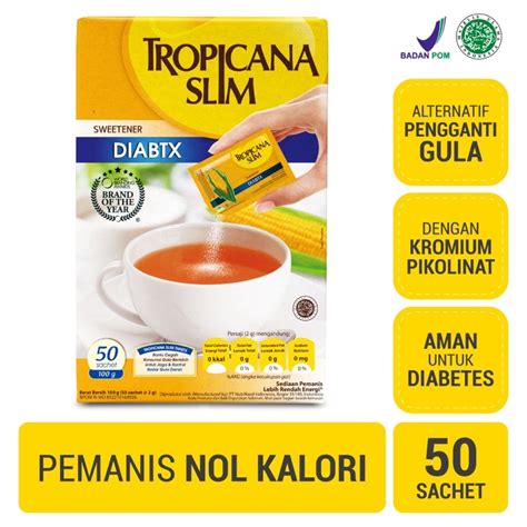 Jual Tropicana Slim Sweetener Diabtx 50 Sachet Pemanis Untuk Diabetes