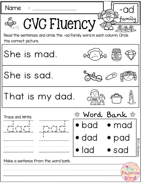 Cvc Words Sentences Free Cvc Word Writing Worksheet For Kindergarten