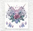 獨角獸 - 石英玫瑰 | BlingTattoo 刺青貼紙 ‧ 紋身貼紙