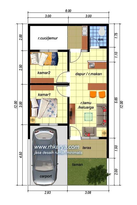 Desain rumah sederhana 2 lantai dengan model tropis ini juga bisa diterapkan di lahan 6×12. 15 Contoh Denah Rumah Minimalis Modern, Nyaman, dan ...
