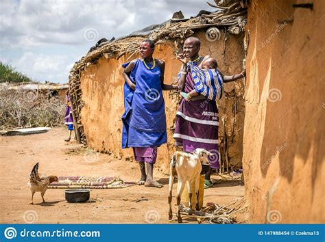 African Women Wearing Traditional Clothes In Masai Tribe