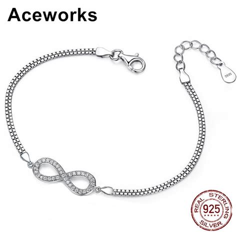 Aceworks Infinity Authentic 100 925 Sterling Silver Bracelets Bangles