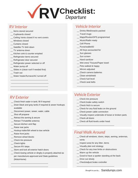 Essential Rv Check List For A Smooth Departure