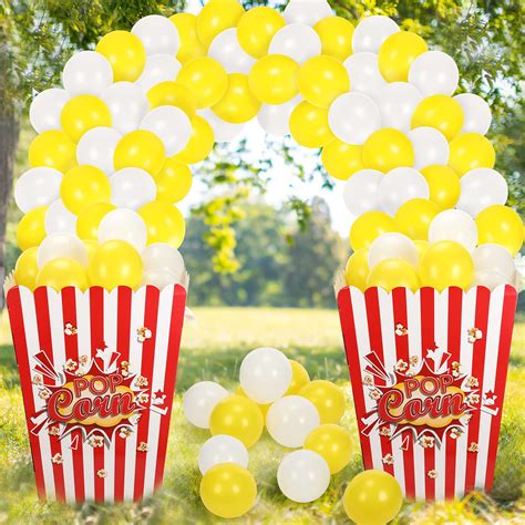 Buy 2 Pieces Giant Popcorn Box Cardboard Stand Up With 100 Balloons