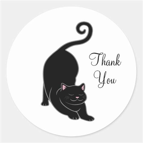 Cute Black Kitty Cat Thank You Classic Round Sticker