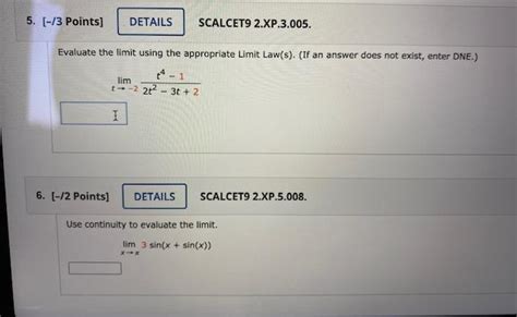 Solved Points Details Scalcet Xp Evaluate Chegg