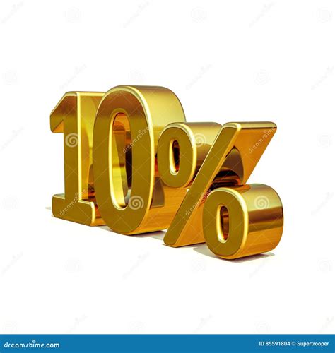 3d Gold 10 Ten Percent Discount Sign Stock Illustration Illustration Of Percentages Sign