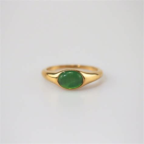 green cats eye gemstone ring meideya jewelry