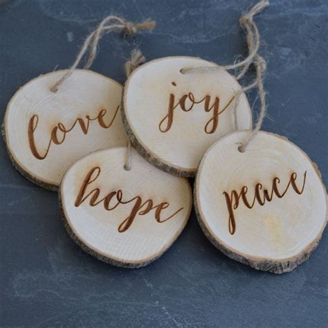 peace love joy hope ornament engraved wood slice ornament etsy hope christmas wine t