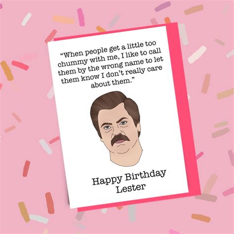 Ron Swanson Birthday Card Parks And Recs Funny Card Funny Greeting Card Etsy