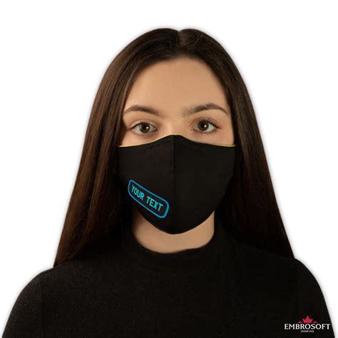 Custom 100 Cotton Face Black Mask Embroidered Custom Design Embrosoft
