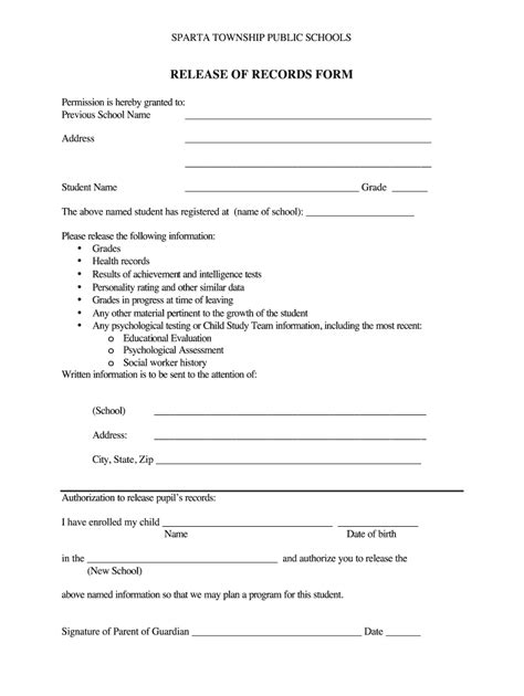 School Release Of Information Form Fill Out And Sign Online Dochub