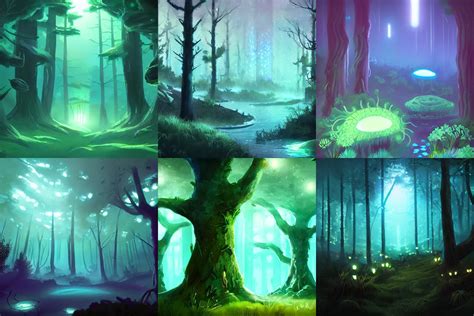 Bioluminescent Forest Artstation Stable Diffusion