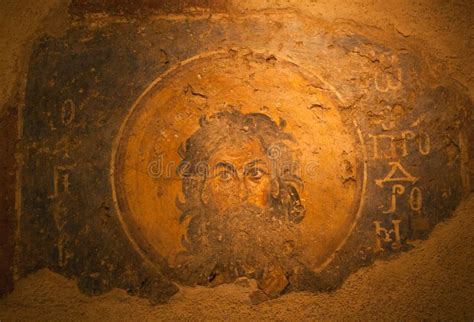 Ancient Wall Painting With Saint John The Baptist Stock Photo Image