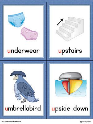 Learning phonics has never been this much fun!children love learning to recognize letter characters with the meet the letters dvd. Letter U Words and Pictures Printable Cards: Underwear, Upstairs ...