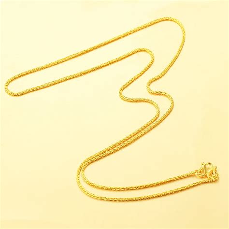 16inch Pure 24k Yellow Gold Necklace Chain Women Wheat Link Chain Necklace 49g In Chain
