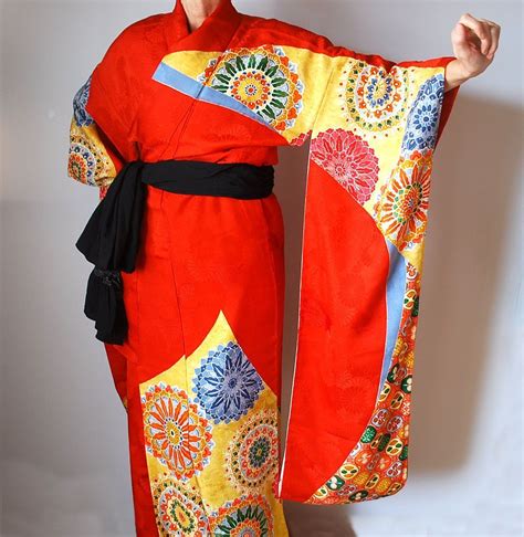 Red Furisode Kimono Floral Furisode Plus size Kimono | Etsy | Plus size kimono, Kimono dress ...