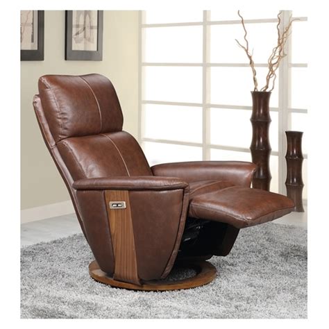 Halifax Electric Recliner Chair In Brown Leather And Walnut