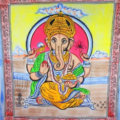 Home/tapestries/ganesha tapestry | 52″ x 76″. Ganesha Holding Lotus Flower Tapestry — GoodsVine in 2020 ...