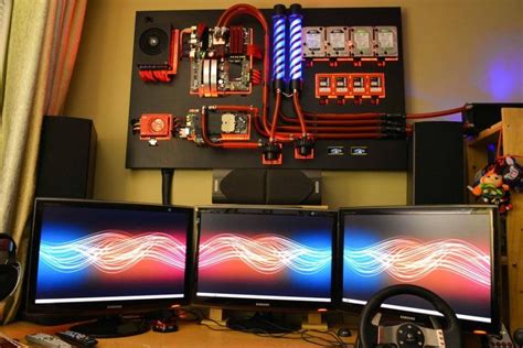 The Ultimate Computer Wall Rig Custom Pc Wall Mounted Pc Office Setup