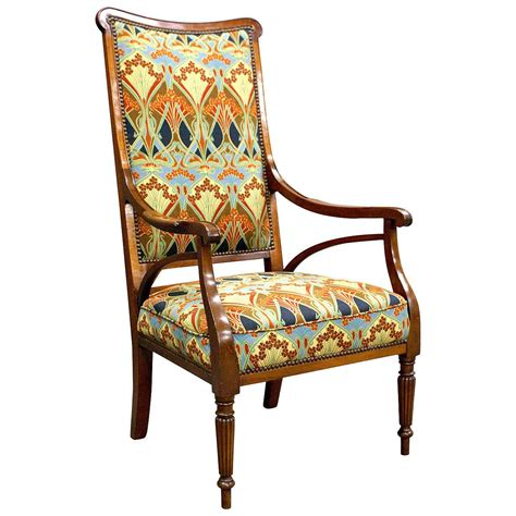 Art Nouveau Armchair With Libertys Fabric Upholstery Wingback Chair