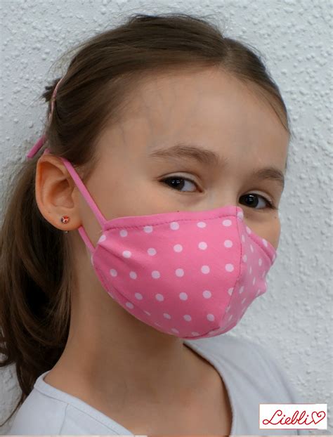 Kindermaske Kinder Mundschutz Mund Nasen Maske Punkte Rosa Liebli
