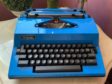 Retro Royal Jubilee Typewriter Electric Blue Original Case And