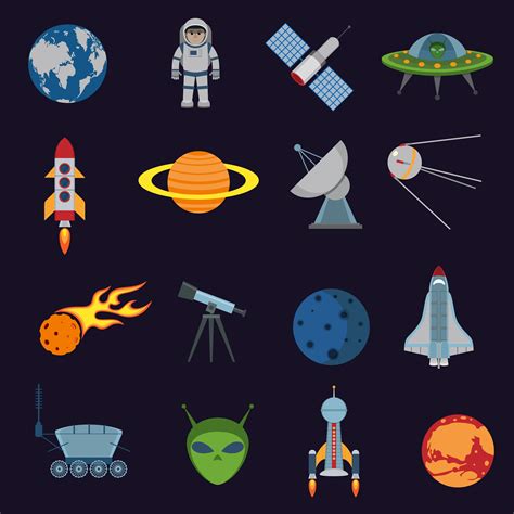 Space And Astronomy Icons 438039 Vector Art At Vecteezy