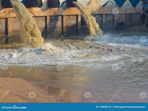 Factory And Waste Water Discharge Environmental Pollution Royalty Free