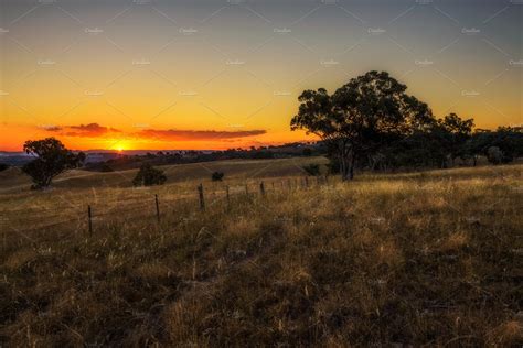Countryside Landscape At Sunset In Australia High Quality Nature