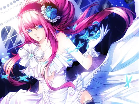 Anime Bride Pink Hair Dress Blue Eyes Girl Beautiful Flower Wallpaper 1440x1080 640338