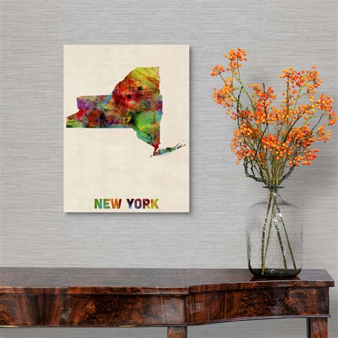 New York Watercolor Map Canvas Wall Art Print Map Home Decor Ebay