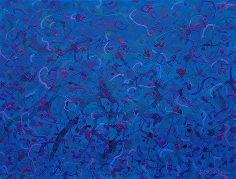 Abstract Dark Blue Painting Acrylic On Paper