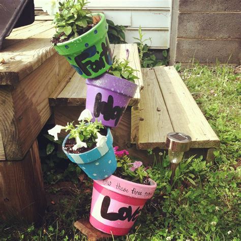 My Stacked Flower Pots Stacked Flower Pots Flower Pots Yard Art