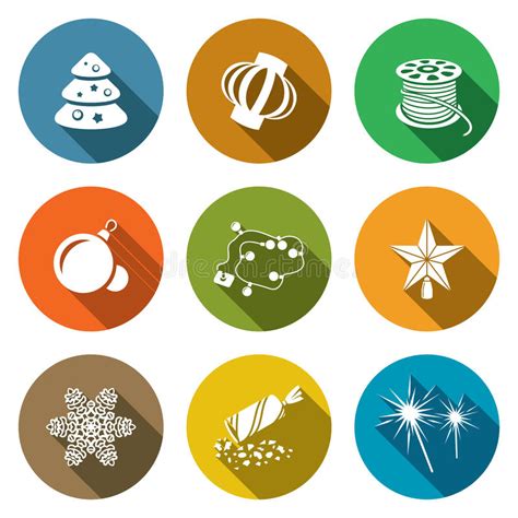 Christmas Decorations Icons Set Vector Illustration Stock Vector